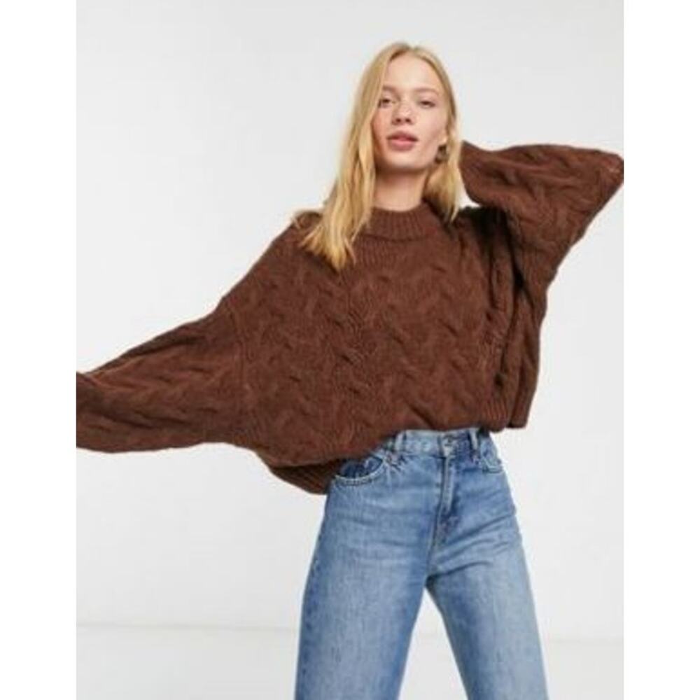Cozy Brown Cable Knit Sweater